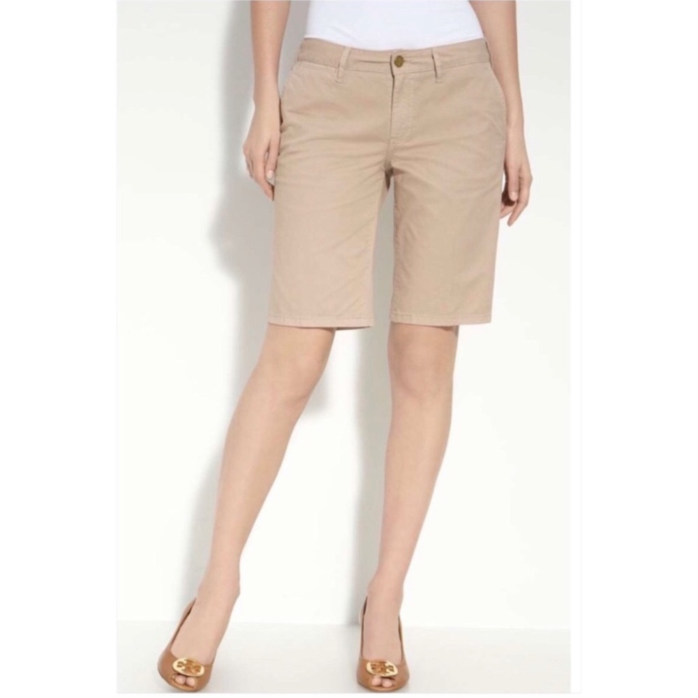 Tory Burch Bermuda Cotton Chino Shorts Size 4 Designer Solid Preppy Y2K